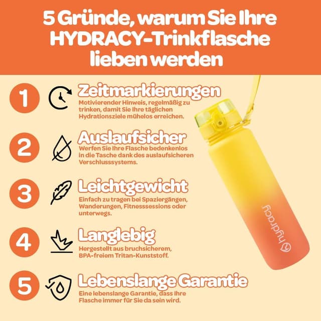 Detalle 2 de Hydracy Trinkflasche 1 l mit Fruchteinsatz