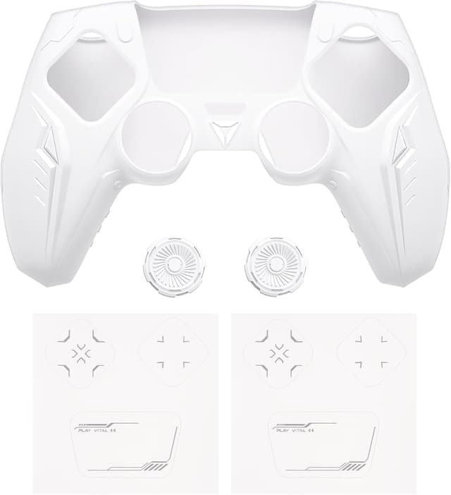 Detalle 2 de PlayVital Silicone Grip Skin for PS5 Controller (Anti-Slip) – CyberMech design, white