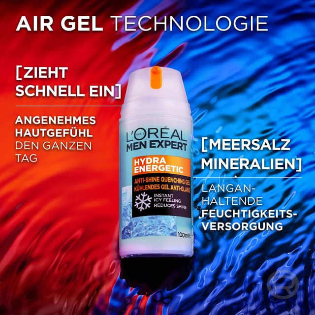 Detalle de L’Oréal Paris Men Expert XXL kühlendes Gesichtsgel Hydra Energy (Anti-Glanz) – 100 ml