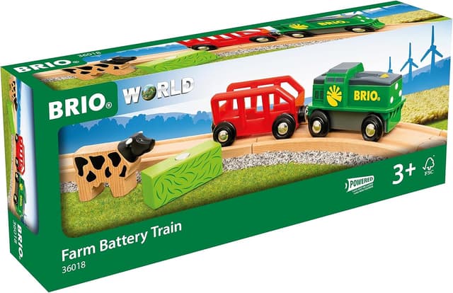 Detalle de BRIO World 36018 Bauernhof-Batteriezug – batteriebetriebener Spielzeugzug für Kinder ab 3 Jahren