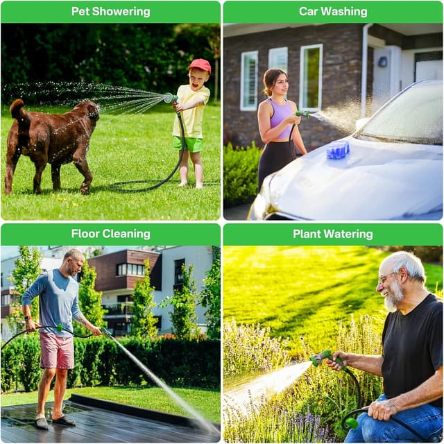 Thumbnail 6 de Mixwise Retractable Garden Hose Reel (1/2 in x 30m + 2m) with 180° Swivel Bracket & 10-Pattern Nozzle