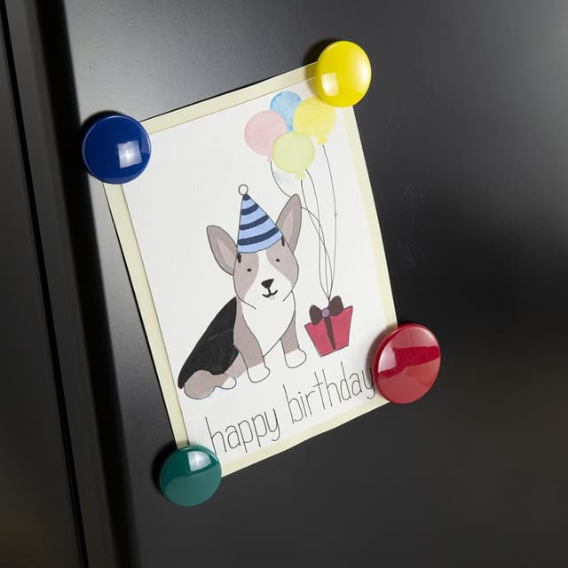 Thumbnail 6 de Officemate lot de 30 aimants ronds recouverts de plastique (5 couleurs assorties) pour frigo, tableau blanc et affichage