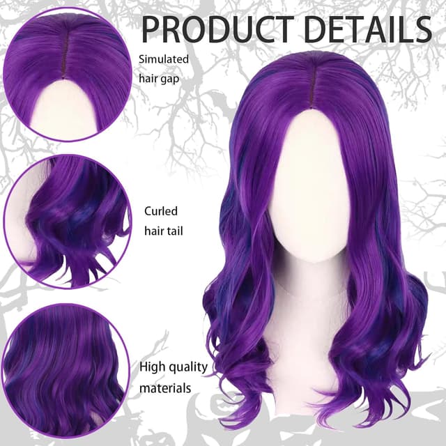 Thumbnail 2 de CWENDANER Peluca morada cosplay 61 cm diadema ajustable