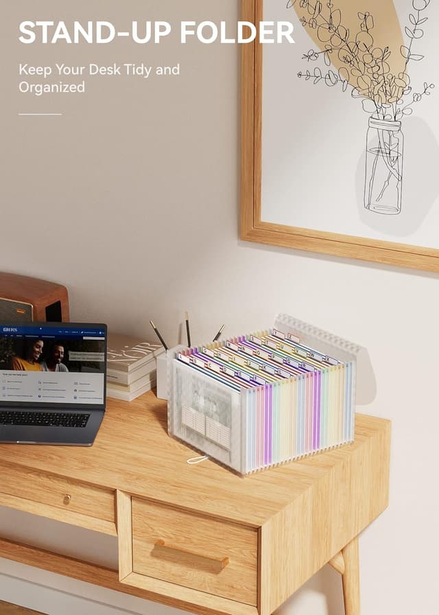 Thumbnail 6 de ABC life A4 Dokumentenmappe mit Gittermuster, 26-Fächermappe „Akkordeon“ erweiterbar – Organizer (Blau)