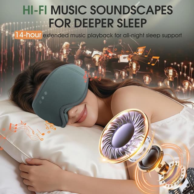 Detalle 1 de MUSICOZY sleep mask headphones, 14H playtime