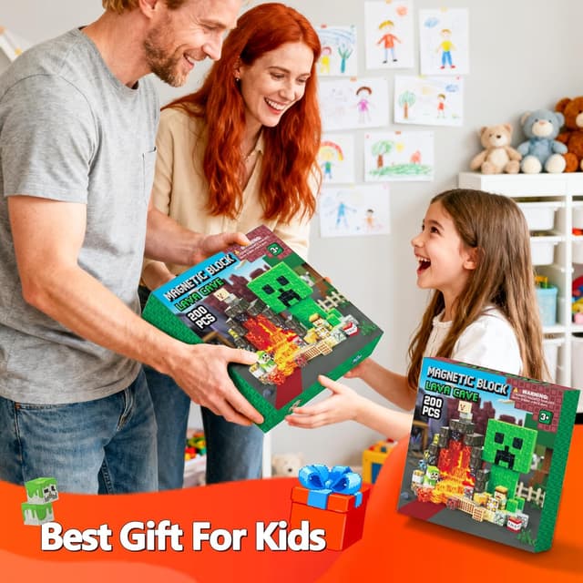 Thumbnail 6 de Laoren Magnetic Building Blocks 200-Piece STEM Magnet Cubes Set (Ages 4–12)