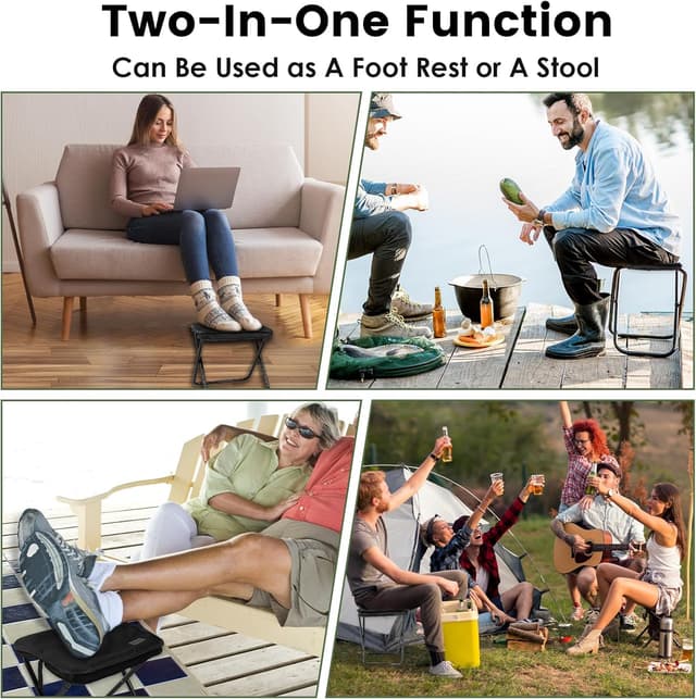 Detalle 2 de MOONCY Camping Stool Folding Mini Chair (33×26.5×32cm), Lightweight Collapsible Stool up to 120kg, Black