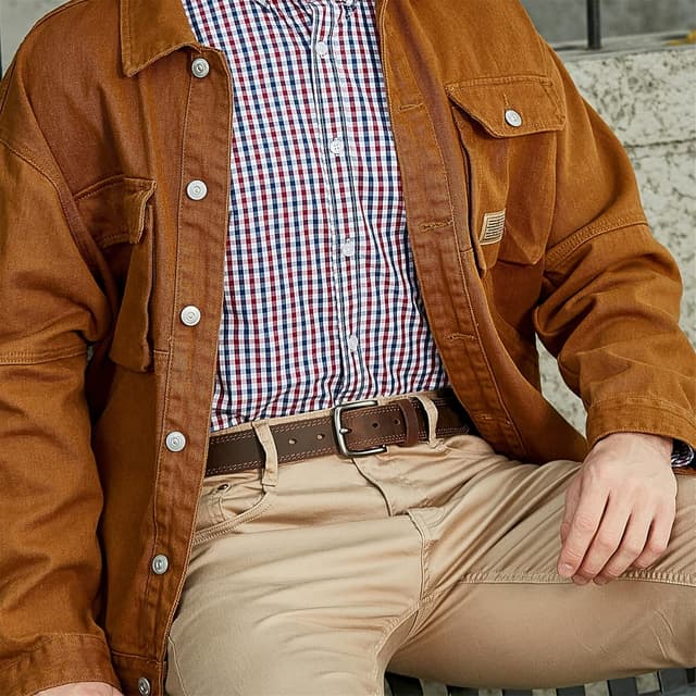 Detalle 1 de Mens genuine leather jeans belt 1.4 inch