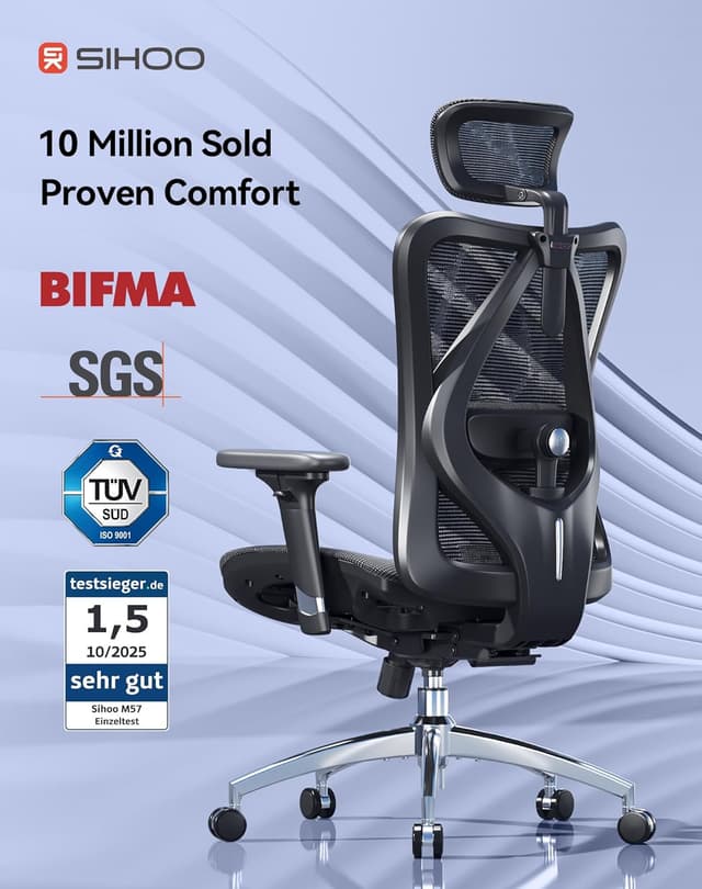 Detalle 2 de SIHOO M57 ergonomischer Bürostuhl bis 150 kg