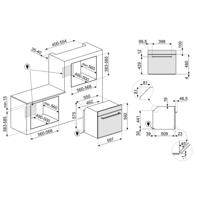 Detalle de Smeg SF64M3TB horno multifunción 70 litros