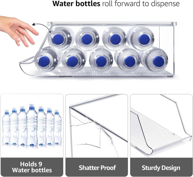 Detalle 2 de Sorbus Water Bottle Organizer for Fridge (Stackable, Lid, Holds up to 9 Bottles) – Clear BPA-Free Plastic