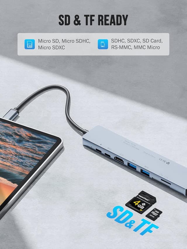 Detalle de Lemorele Hub USB-C Gigabit Ethernet 8 in 1 con HDMI 4K e PD 100W (dock per Windows, Mac, Android, iOS, Linux)