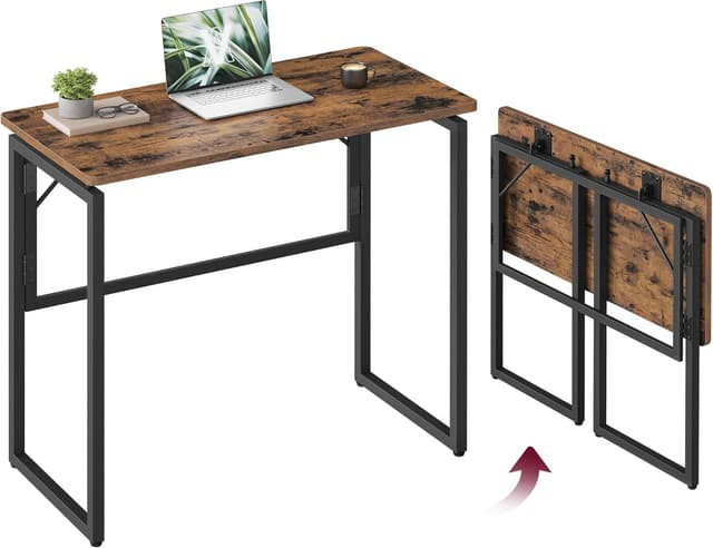Detalle de VASAGLE Klapptisch LWD151KD01 – kleiner Schreibtisch, klappbar mit 80 x 40 cm Tischplatte