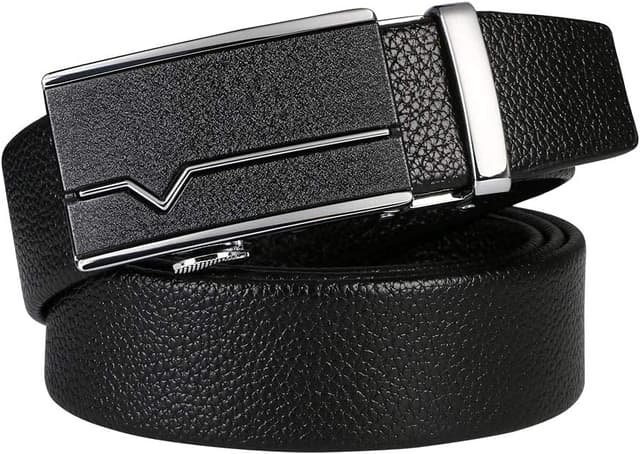 Detalle de flintronic Herren Gürtel aus Leder mit Automatik-Ratsche – Breite 3,5 cm, Schwarz (inkl. Schlüsselbund & Geschenkbox)