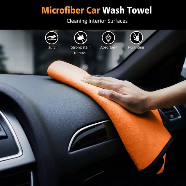 Detalle de YeewayVeh 7PCS Car Interior Detailing Kit (Orange) – soft, scratch-free brushes, applicator pads & microfiber cloth
