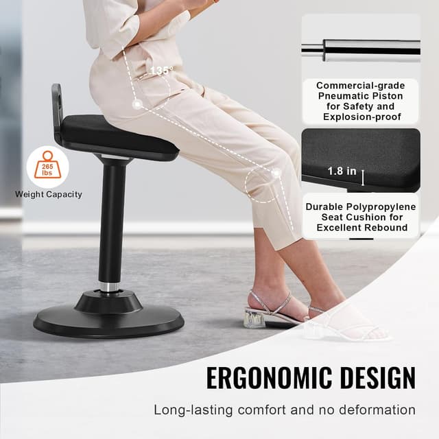 Detalle de VEVOR tabouret oscillant à hauteur réglable (62,5 à 87,5 cm) avec poignée