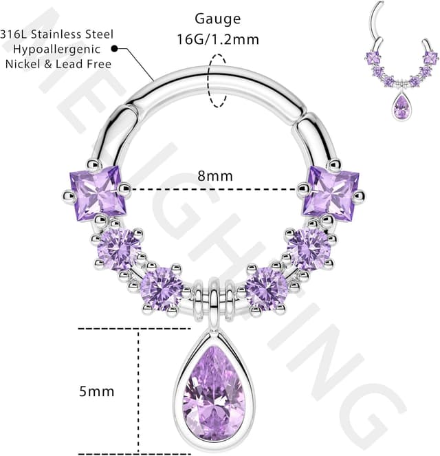 Thumbnail 2 de Melighting Septum 16G 316L Acciaio