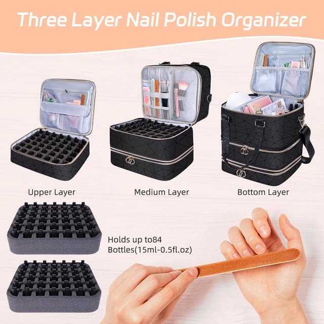 Detalle 1 de Nail Polish Organizer Case 84 Bottles