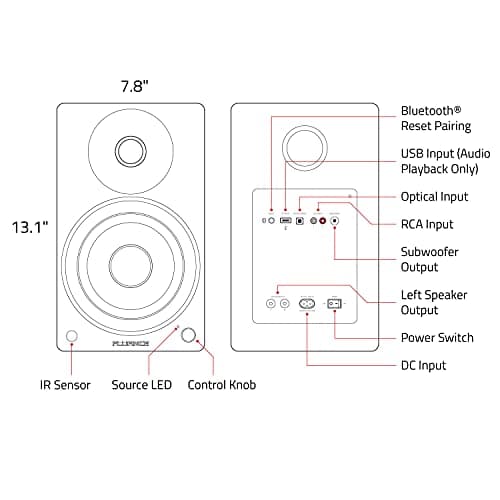 Thumbnail 7 de Fluance Ai61 (Nogal Blanco) – altavoces estéreo 2.0 activos de 6,5" con amplificador de 120W y Bluetooth 5
