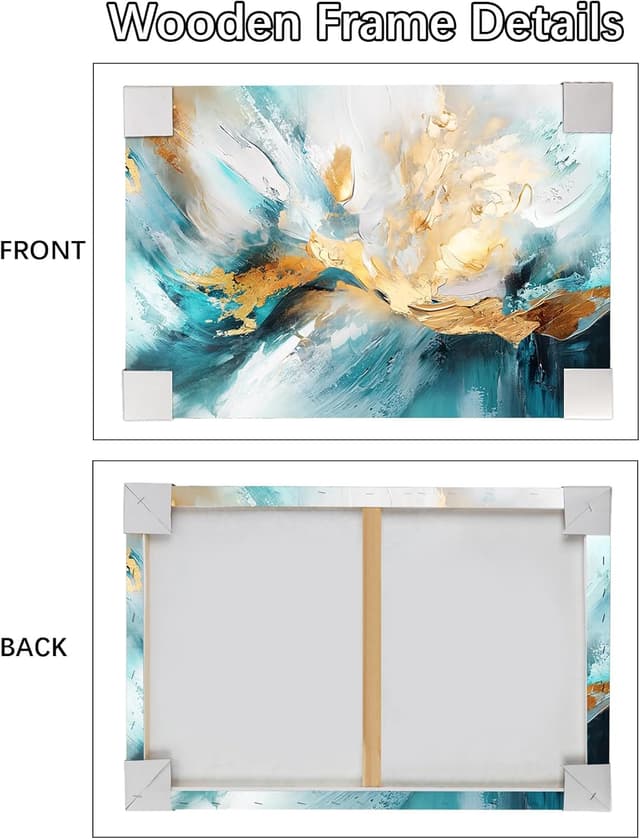 Thumbnail 4 de Abstrakt Weiß Grün Gold Leinwandbild 120x80 cm