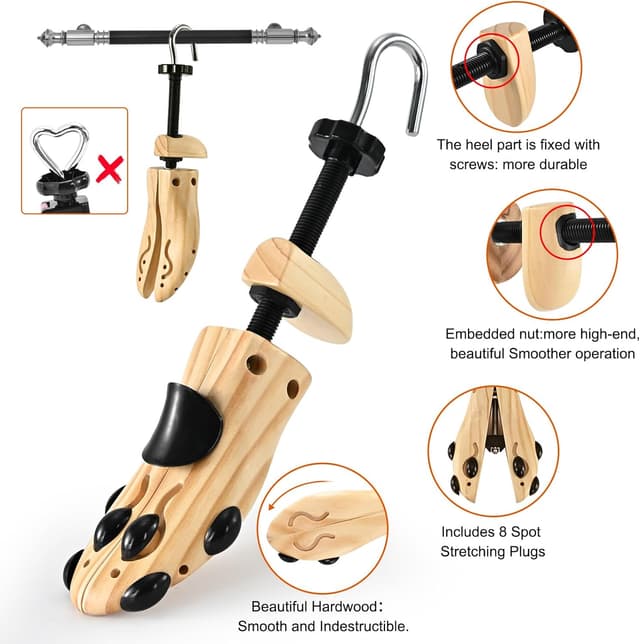 Thumbnail 1 de JJDPARTS Schuhspanner aus Buchenholz – 4-Wege Schuhdehner für Herren & Damen, mit Schuhlöffel