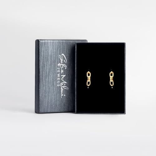 Detalle de Sofia Milani E3051: pendientes creole de plata de ley 925 con chapado en oro