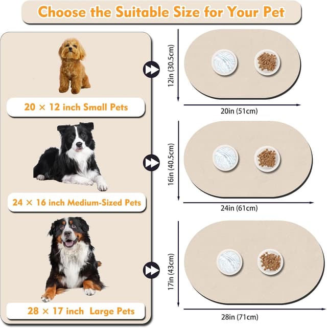 Detalle de METEOROCK Absorbent Dog Food Mat (51x30.5cm) with 100% Rubber Backing
