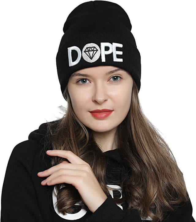 Detalle de DonDon femme bonnet beanie d’hiver noir avec statement