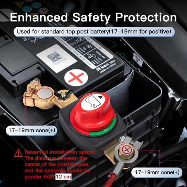 Detalle de TZEKING Batteriehauptschalter Minuspol mit 180°-Einstellung für DC 12–48V (wasserdicht)