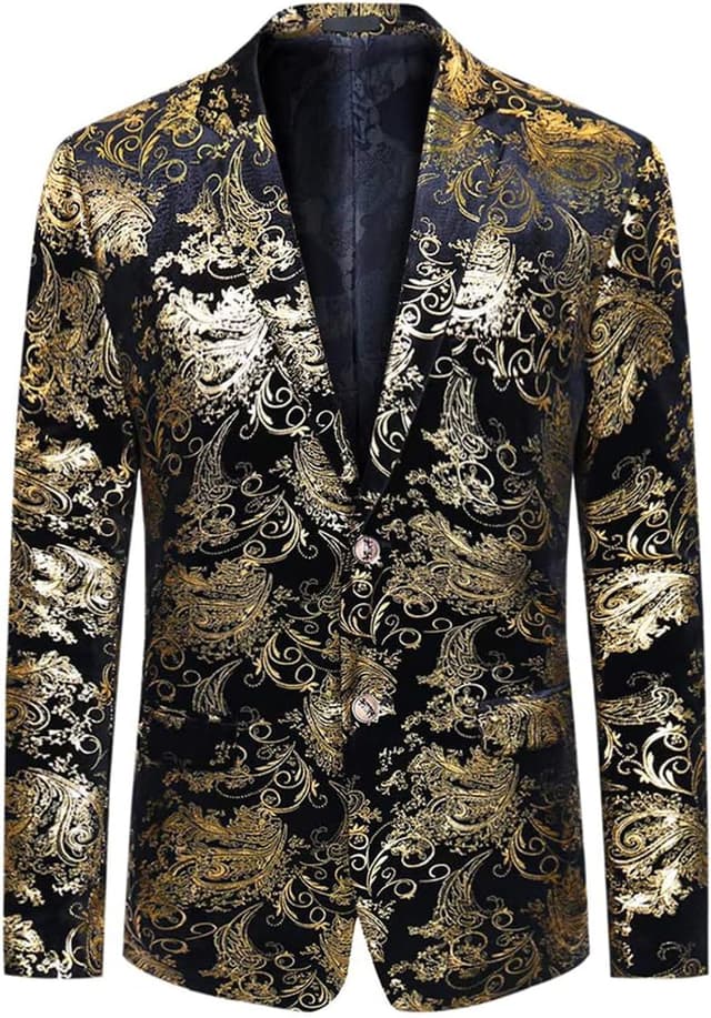 Thumbnail 5 de Allthemen Herren Pailletten Sakko Gold Glitzer Blazer Slim Fit