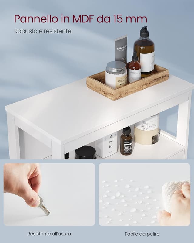 Thumbnail 6 de VASAGLE BBC40WT mobiletto bagno 30x60x80 cm