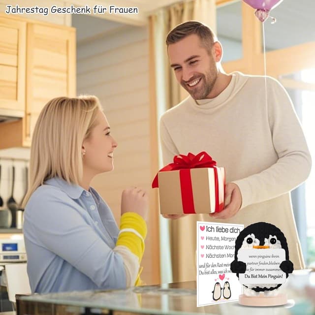 Detalle 2 de BOAITE Ich Liebe Dich Pinguin Geschenk