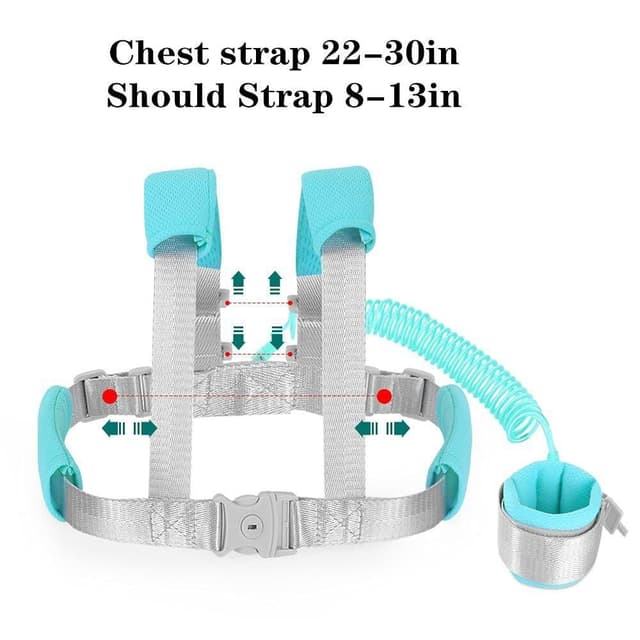 Detalle de Reflektierende Kinderleine mit Handgelenkzügel (2-in-1) – Sicherheitsgurt mit Schloss, Blau, 1,5 m