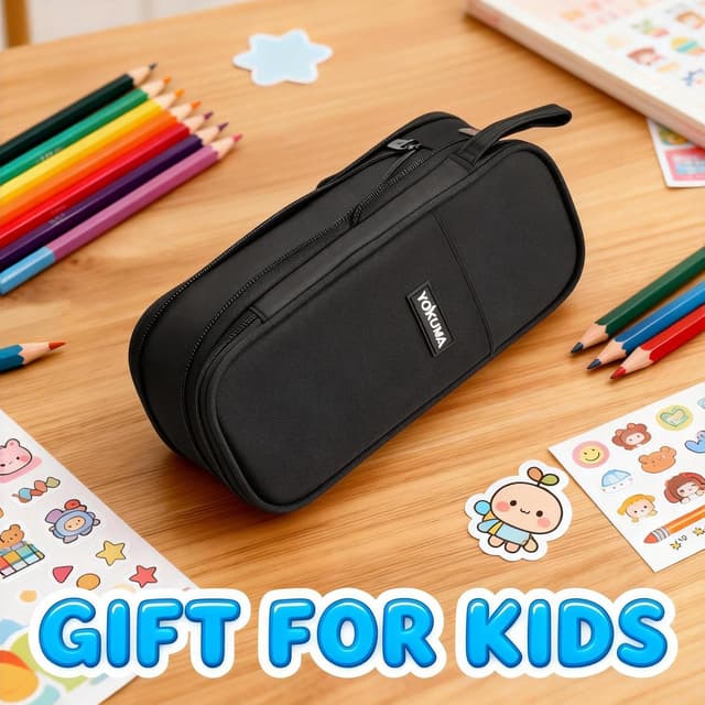 Thumbnail 6 de YOKUMA Federmäppchen & Pencil Case (groß) – schwarz, faltbar mit mehreren Fächern