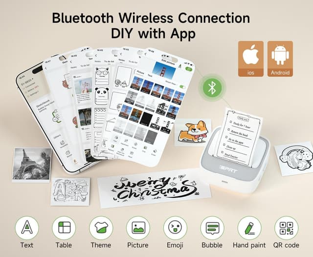 Detalle de iDPRT Sticker Printer Portable Mini Inkless Bluetooth Thermal Printer for iPhone & Android (Gray)