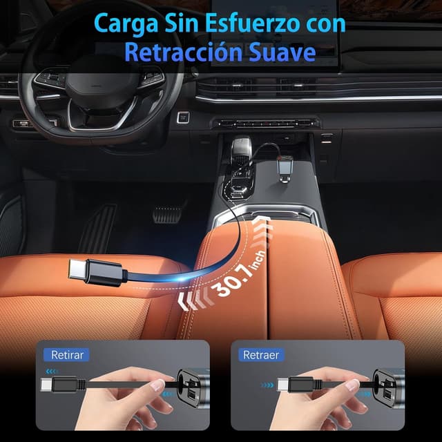 Detalle de DUEDUE 3 En 1 Cargador de Coche Rápido 🔌 Plegable 180°