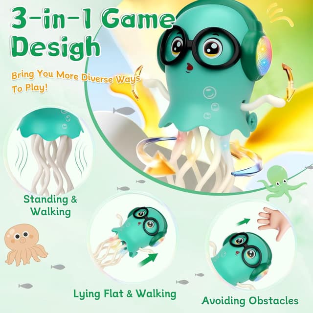 Detalle de Dancing Jellyfish Baby Toy – Interactive crawling tummy time toy with music & lights