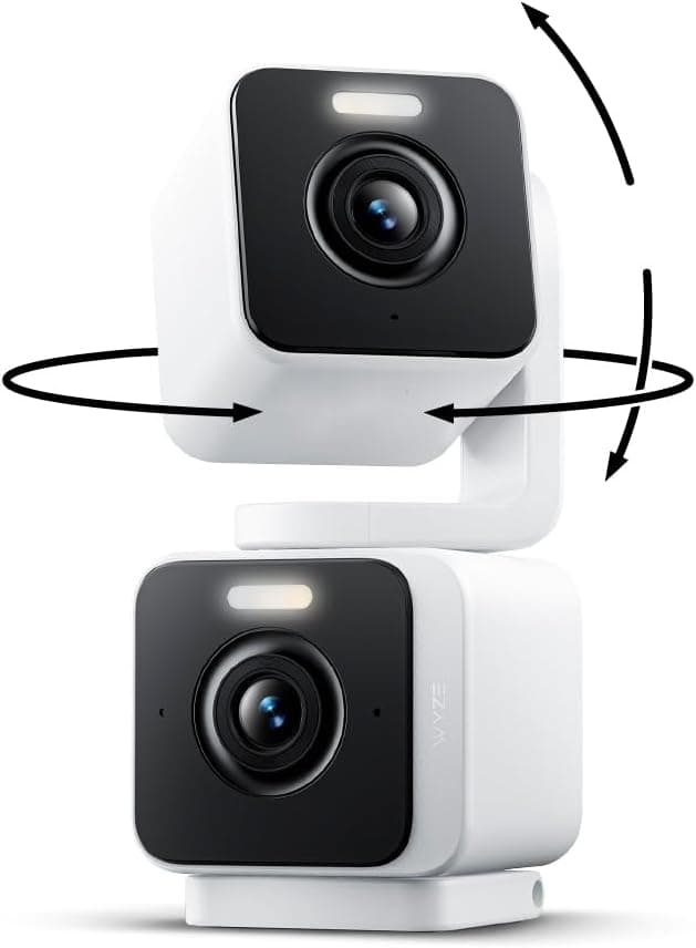 Detalle de WYZE Duo Cam Pan Indoor/Outdoor IP65 2K 360° Pan/Tilt Smart Security Camera (2-Cam System) with Color Night Vision