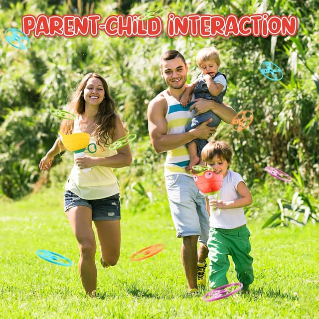 Detalle de Outdoor Spielzeug für Kinder ab 4–8 Jahren: 2x Flying Saucer Launcher mit 24 Discs