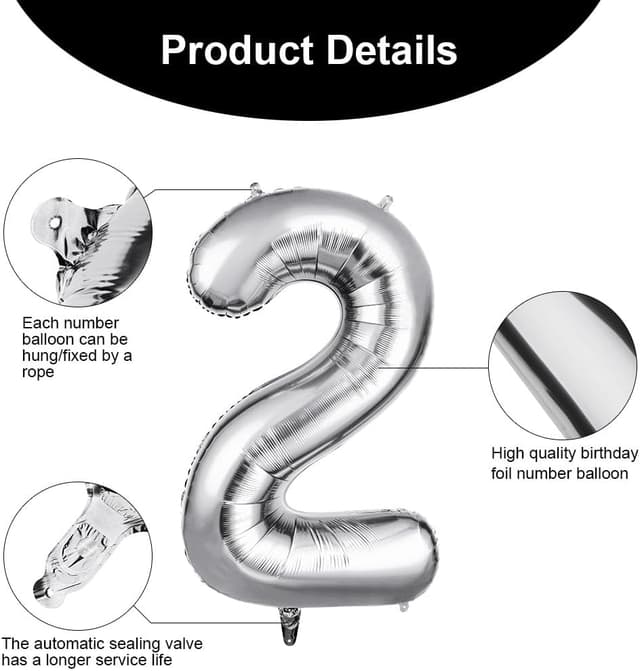Thumbnail 3 de OFFCUP ballon chiffre 2 argenté 101 cm