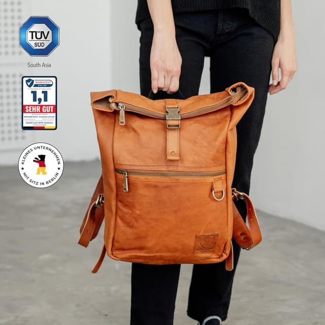 Detalle de Berliner Bags Utrecht M Rolltop-Rucksack Leder 15
