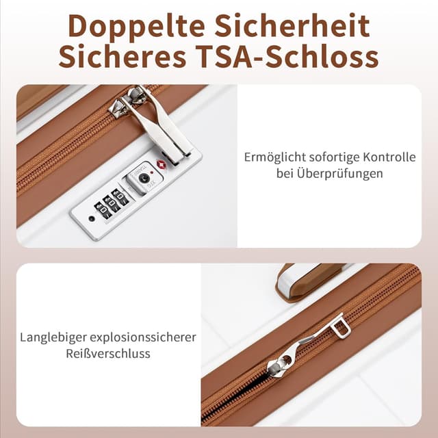 Detalle de KONO Groß Koffer 75 cm (75 x 52 x 30 cm) mit 4 Rollen und TSA-Schloss – leichter Hartschalen-Reisekoffer in Weiß