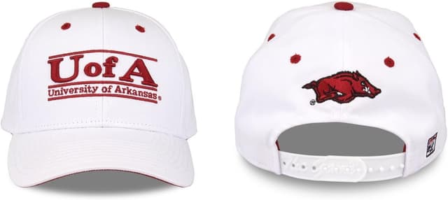 Detalle de NCAA Arkansas Razorbacks “The Game” bar Design Hat (Unisex) – White, Adjustable