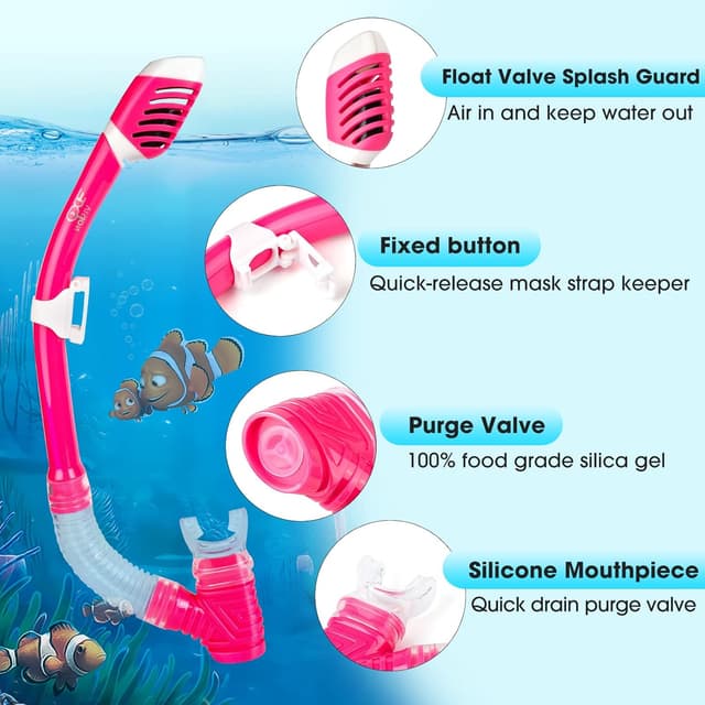Detalle 1 de Kinder Taucherbrille 180° Panorama mit Anti-Beschlag und gehärtetem Glas – Schnorchelmaske für Kinder (4–16)