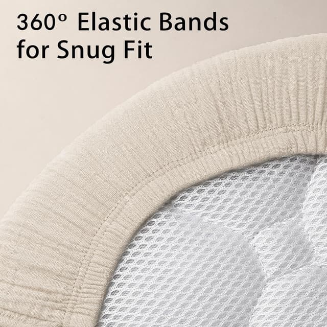 Detalle de Peepeemax Musselin-Baumwolle Spannbettlaken 80x40 cm (2er-Set) – für Kinderwagen, Stubenwagen und Babybett