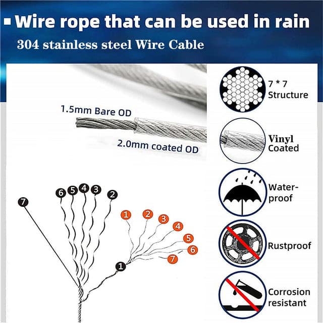 Thumbnail 4 de 304 Stainless Steel Wire Rope Kit 50m