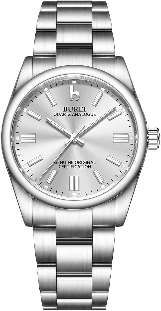 Detalle de BUREI Damen-Armbanduhr analog Quarz mit 316L-Edelstahlband (36 mm) – Business & Kleid