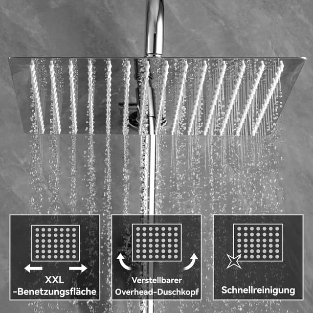Detalle 2 de Auralum Thermostat Regendusche Komplettset 30 cm Dusche