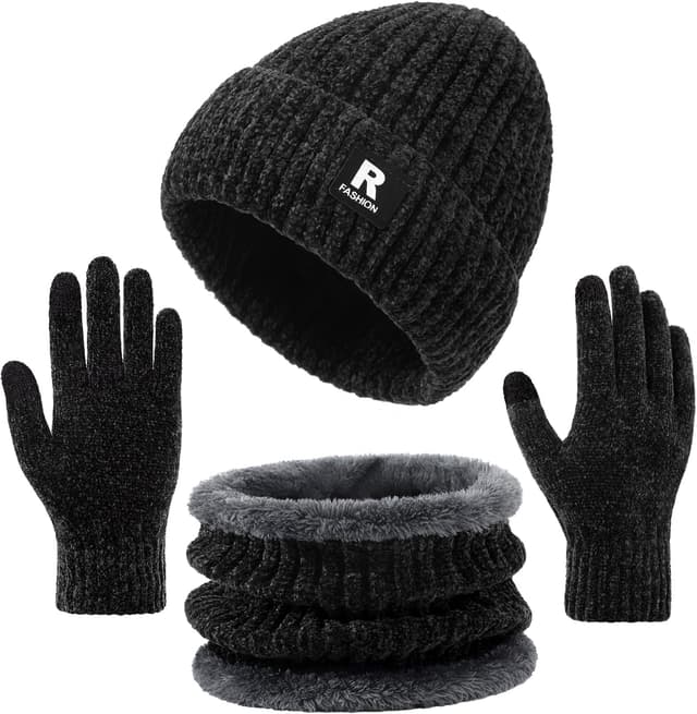 Imagen de Winter Beanie Hat Circle Scarf Gloves Set Touchscreen Gloves 🧣 en OfertitasTOP