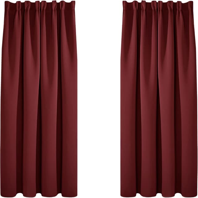 Detalle de Deconovo Verdunkelungsvorhang mit Kräuselband 160x132 cm (2er-Set), rot